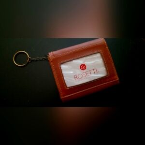Rosetti Brown Leather Card Holder Keychain